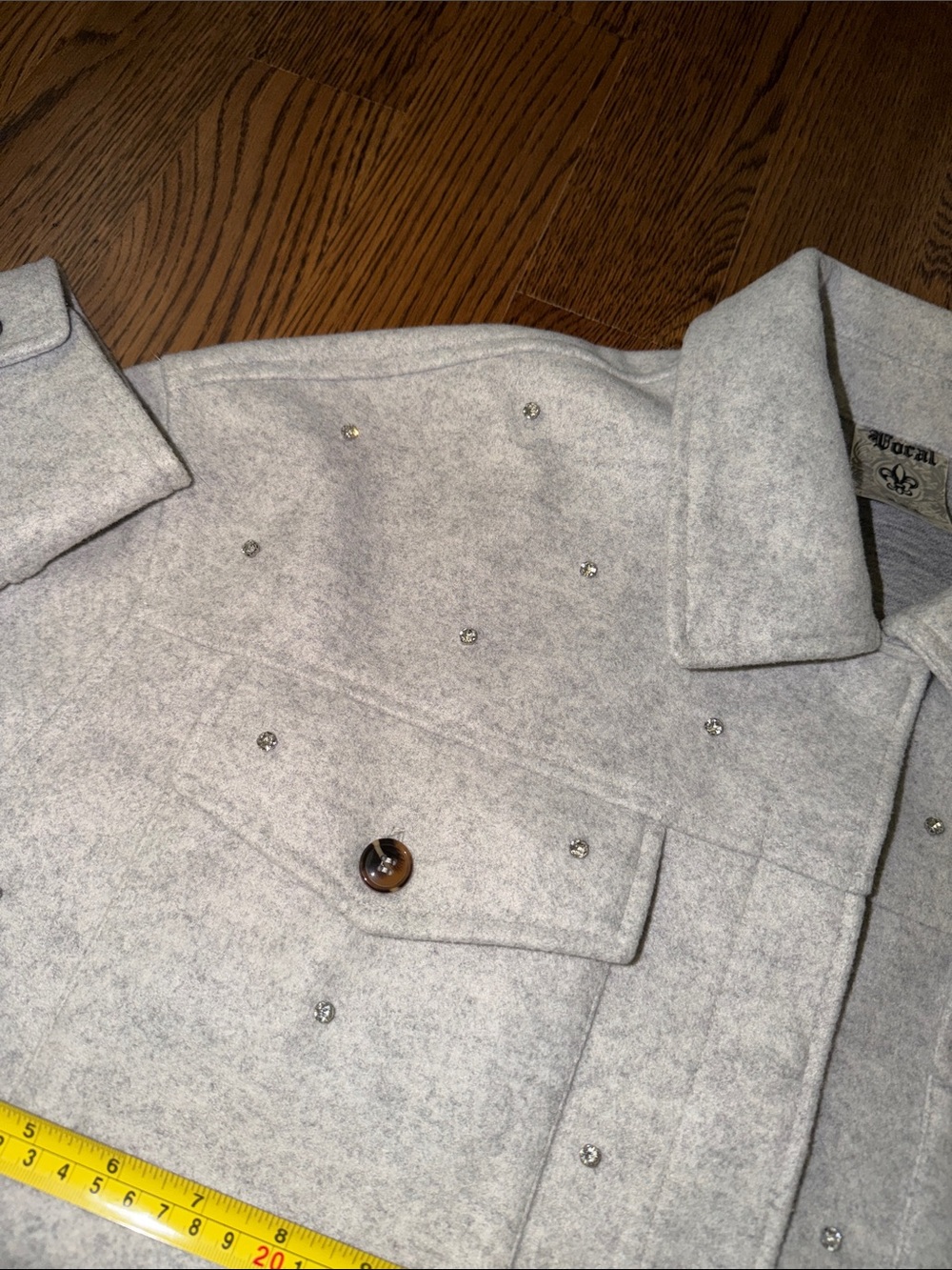 Vocal grey shacket with rhinestone studs medium - Picture 11 of 16